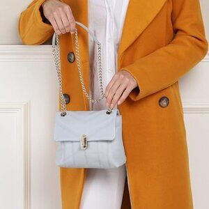 TED BAKER Leather AYALINA Quilted Puffer Small Shoulder  blue gray crossbody Bag